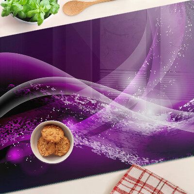Glass kitchen board Purple waves with light effect