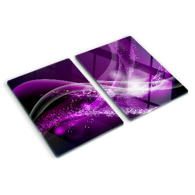 Glass kitchen board Purple waves with light effect