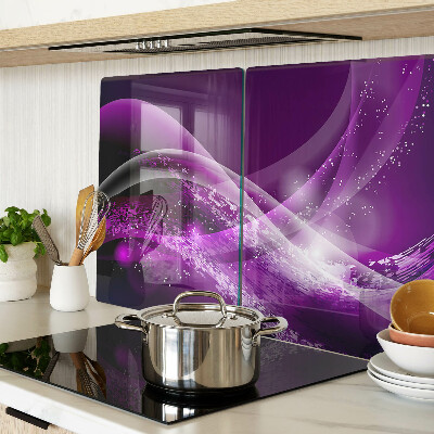 Glass kitchen board Purple waves with light effect