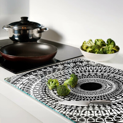 Chopping board Mandala in shades of black and white