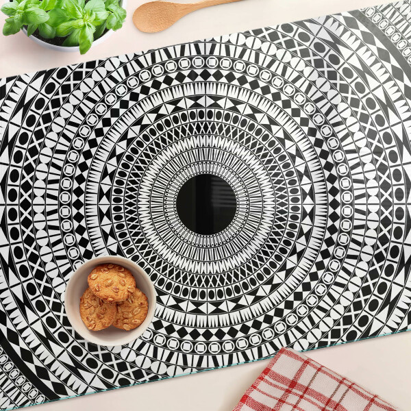 Chopping board Mandala in shades of black and white