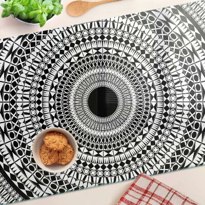 Chopping board Mandala in shades of black and white
