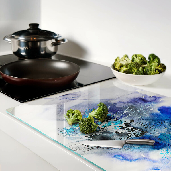 Chopping board glass Abstract blue patterns