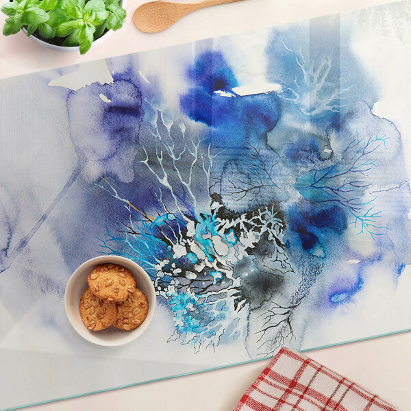 Chopping board glass Abstract blue patterns