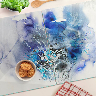 Chopping board glass Abstract blue patterns