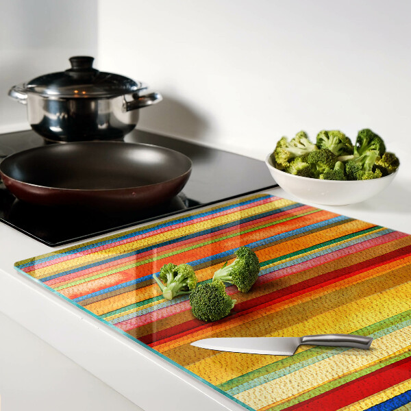 Glass chopping board Colorful abstract stripes
