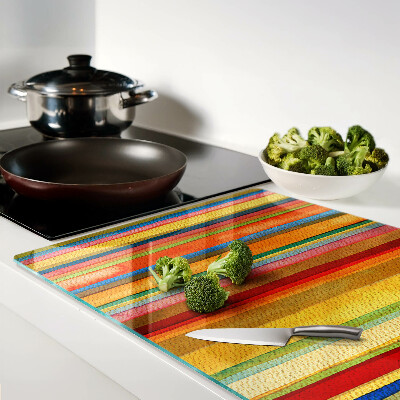 Glass chopping board Colorful abstract stripes