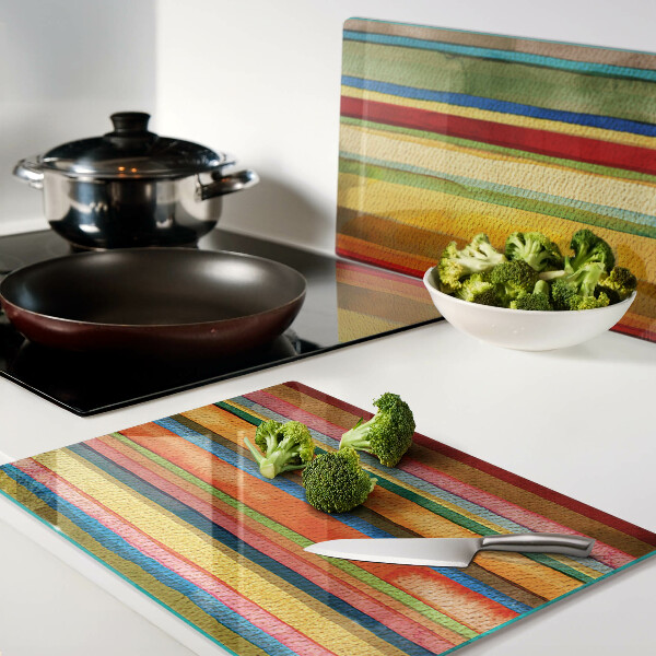 Glass chopping board Colorful abstract stripes