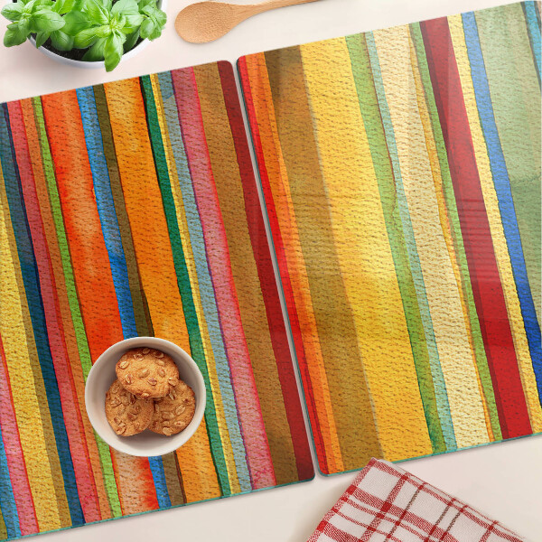 Glass chopping board Colorful abstract stripes