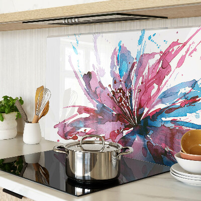 Glass kitchen board Floral watercolors in intense colors