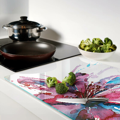 Glass kitchen board Floral watercolors in intense colors