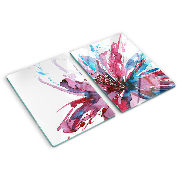 Glass kitchen board Floral watercolors in intense colors