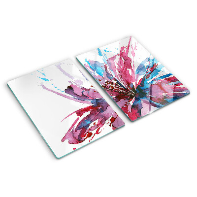 Glass kitchen board Floral watercolors in intense colors