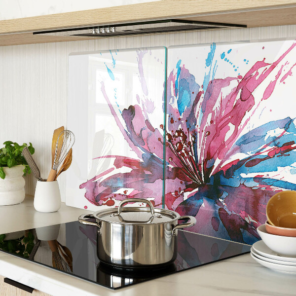 Glass kitchen board Floral watercolors in intense colors