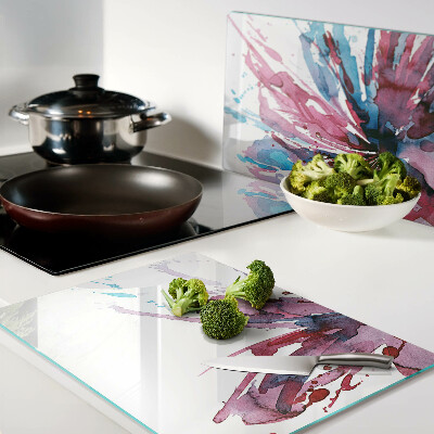 Glass kitchen board Floral watercolors in intense colors