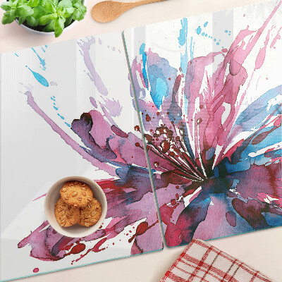 Glass kitchen board Floral watercolors in intense colors