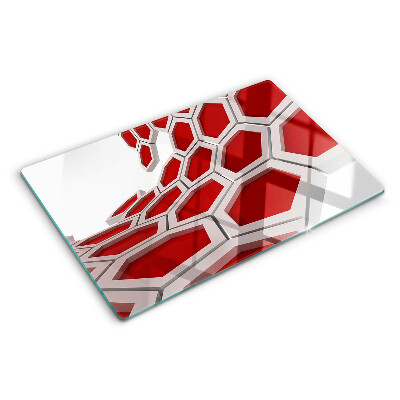 Chopping board Hexagonal motif in shades of red