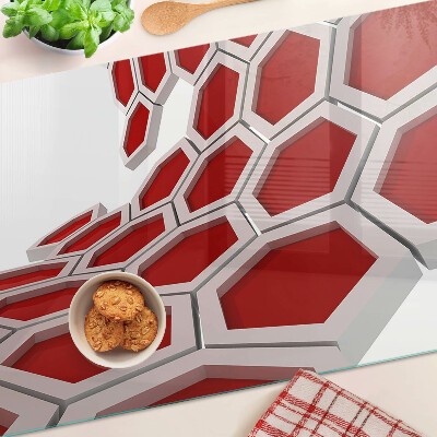 Chopping board Hexagonal motif in shades of red