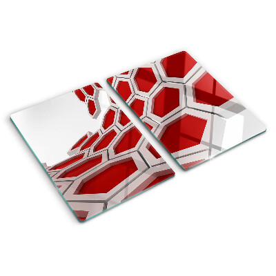 Chopping board Hexagonal motif in shades of red