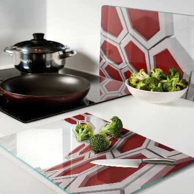 Chopping board Hexagonal motif in shades of red