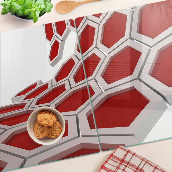 Chopping board Hexagonal motif in shades of red