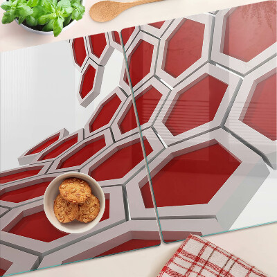 Chopping board Hexagonal motif in shades of red