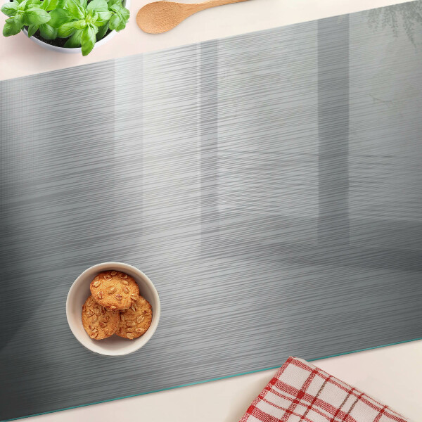 Glass kitchen board Brushed steel metallic effect