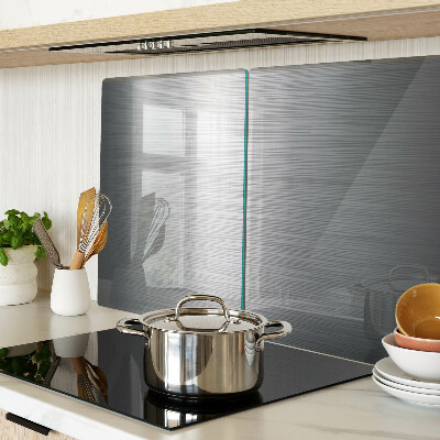 Glass kitchen board Brushed steel metallic effect