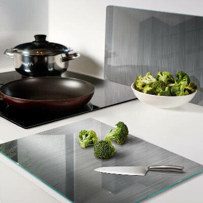 Glass kitchen board Brushed steel metallic effect