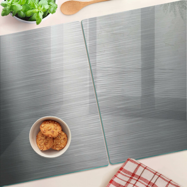 Glass kitchen board Brushed steel metallic effect