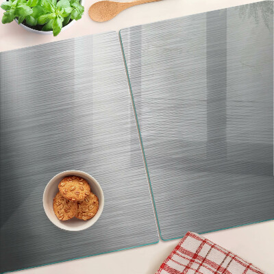Glass kitchen board Brushed steel metallic effect