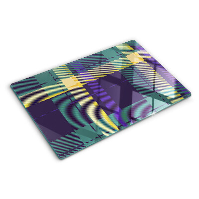 Chopping board glass Checkered pattern in shades of purple and green