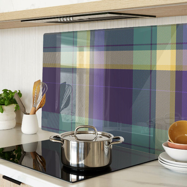 Chopping board glass Checkered pattern in shades of purple and green