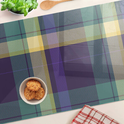 Chopping board glass Checkered pattern in shades of purple and green