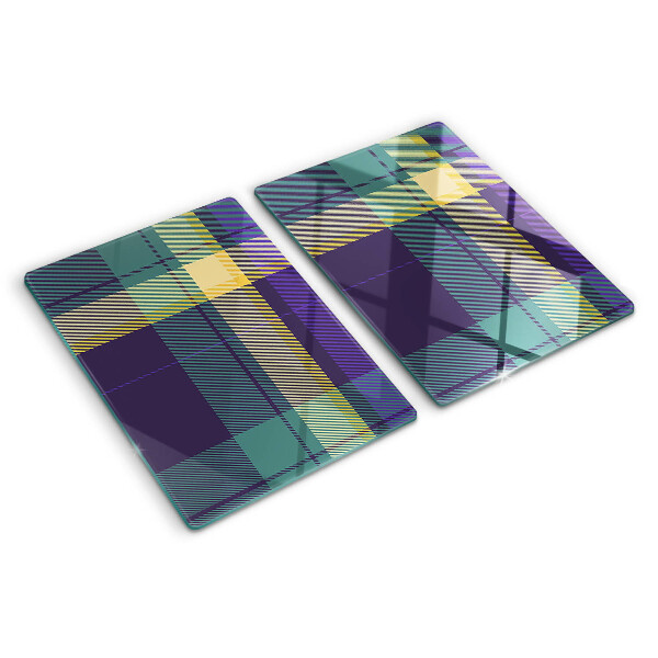 Chopping board glass Checkered pattern in shades of purple and green