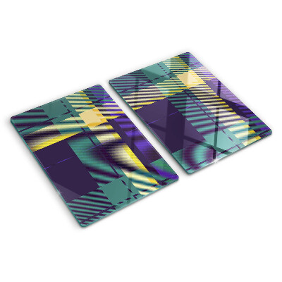 Chopping board glass Checkered pattern in shades of purple and green