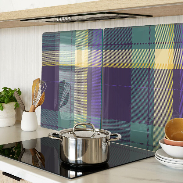 Chopping board glass Checkered pattern in shades of purple and green