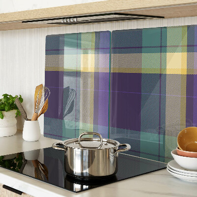 Chopping board glass Checkered pattern in shades of purple and green