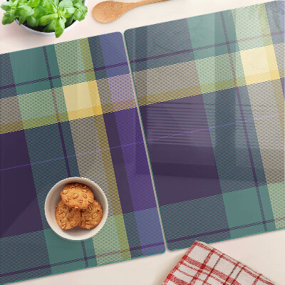 Chopping board glass Checkered pattern in shades of purple and green