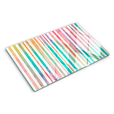 Glass cutting board Colorful stripes in shades of the rainbow
