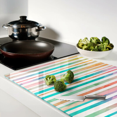 Glass cutting board Colorful stripes in shades of the rainbow