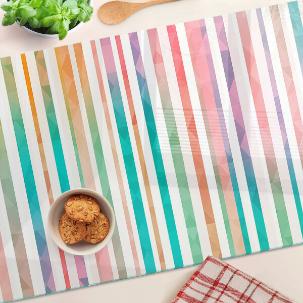 Glass cutting board Colorful stripes in shades of the rainbow