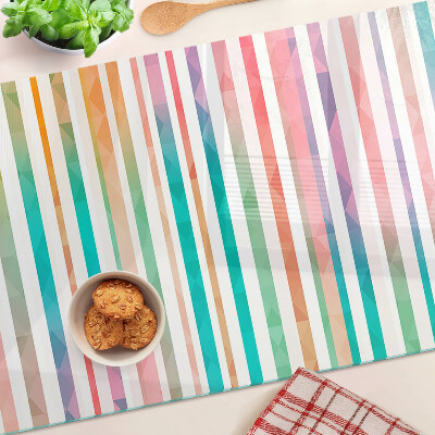 Glass cutting board Colorful stripes in shades of the rainbow