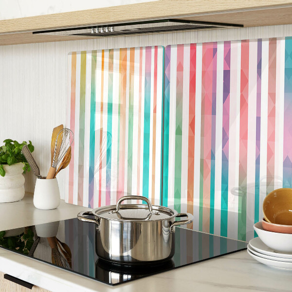 Glass cutting board Colorful stripes in shades of the rainbow