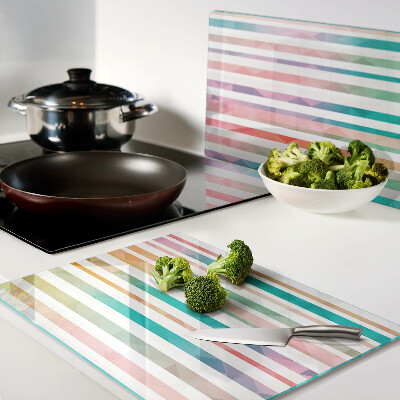 Glass cutting board Colorful stripes in shades of the rainbow
