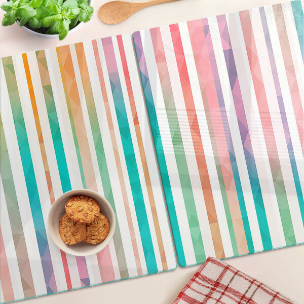 Glass cutting board Colorful stripes in shades of the rainbow