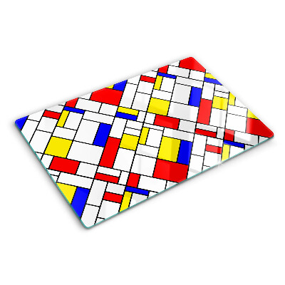 Chopping board glass Geometry in the Mondrian style