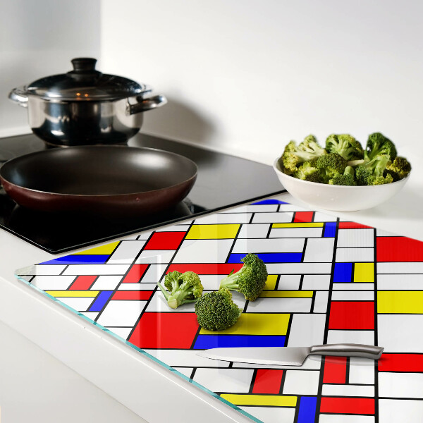 Chopping board glass Geometry in the Mondrian style