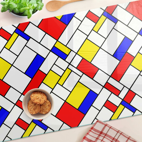 Chopping board glass Geometry in the Mondrian style