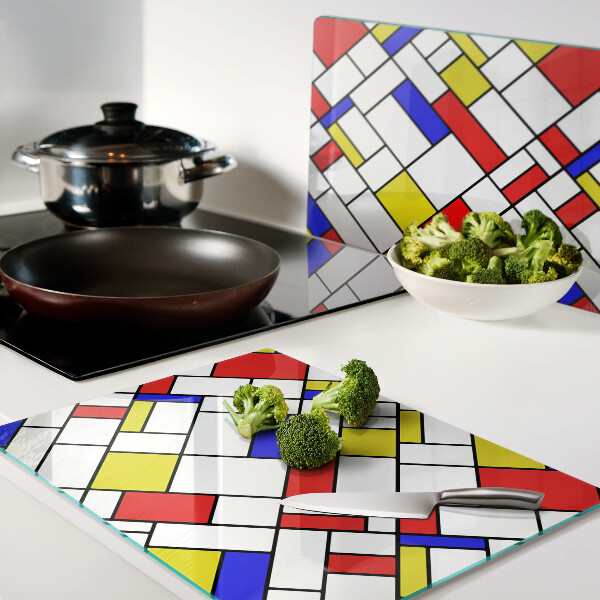 Chopping board glass Geometry in the Mondrian style